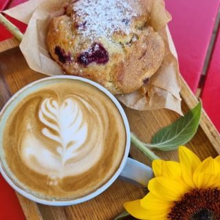 Pedal and Sip Muffin and Coffee